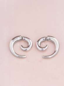 1 Pair Silver Snail Horn Hoop Earrings, Suitable For Women's Daily And Festival Wear