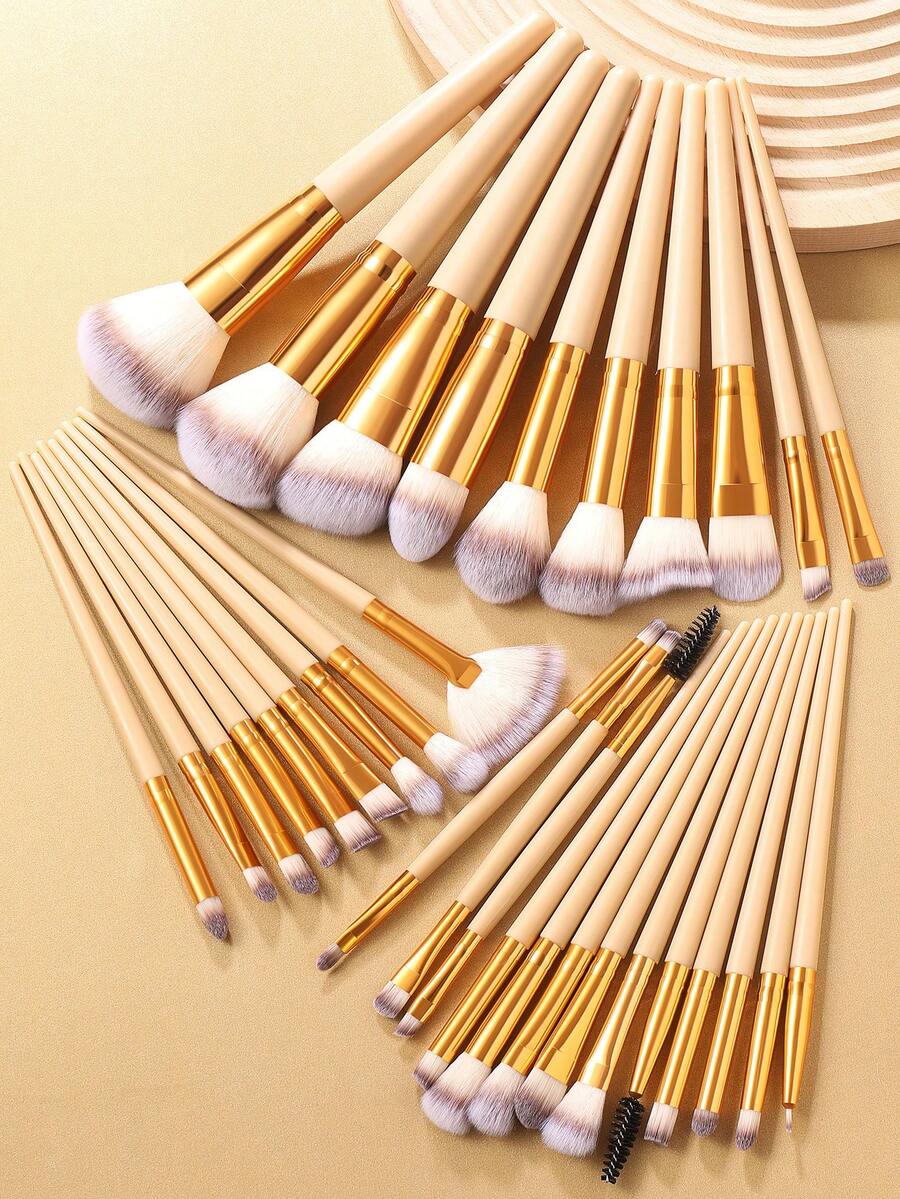 32pcs Makeup Brush Set,Powder Brush Contour Brush Blush Brush Highlight Brush Eyeshadow Brush Eyebrow Brush Eyelash Brush Shadow Brush Blending Brush Smudge Brush,Makeup Tools With Soft Fiber For Easy Carrying,Brush For Travel,Gift For Women&Girls. - 彩色 - 查看 1