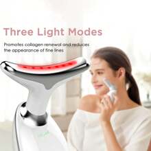 1 Peça Massageador de Rosto e Pescoço, Massageador de Drenagem Linfática, Massageador Facial de Cuidados com a Pele de 7 Cores LED para Mulheres, Ferramenta de Cuidados com a Pele