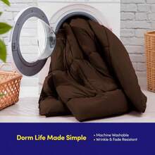 Dorm Room Essentials College Bedding Comforter Set 5 Piece Twin XL Size Bed In A Bag For College Students Boys And Girls, Twin XL, Camel - 巧克力棕 - 查看 5