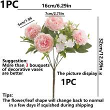 1 PIEZA/3 PIEZAS/30 PIEZAS Flores artificiales - Peonía de seda, plantas falsas, decoración del hogar, comedor, sala de estar, jardín exterior, regalos del Día de la Madre, regalos de cumpleaños, regalos de temporada de graduación, temporada de bodas, el arte de insertar flores, props de fotografía, otoño, primavera, jarrón, pared de flores, corona de flores, ramo de novia, decoración de boda, materiales DIY para corona de flores, materiales de decoración de fiesta de cumpleaños, accesorios de decoración del hogar, Día de San Valentín.