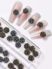 30 Peças Decorações de Unhas de Metal, Nova Joia de Liga Vintage Punk, Decoração de Metal Barroco Misto, Acessórios de Unhas de Metal 3D Usáveis Incluindo Camélia, Coração, Letra, Faca Curva, Conjunto de Estilo Escuro, Suprimentos de Arte de Unhas, Design de Unhas DIY da Moda, Ferramentas de Manicure Interessantes e Minimalistas, Presente Adequado para Família, Namorada, Melhores Amigas Unhas Encantos de Unhas Gemas de Unhas