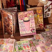 30 piezas Pegatinas de té de fiesta de cine con cielo estrellado retro - Funda de teléfono linda, decoración de taza de agua con patrón rosa, autoadhesivo papel sintético, reutilizable para libretas y planificador, accesorios de libreta de notas diseño lúdico fácil de pegar, Decoración de fiestas de te