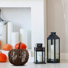Handwoven Rattan Pumpkin Ornaments Creative Halloween Pumpkin Table Centerpieces For Home Office Party Decor - Grey - View 2