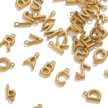 10pcs Stainless Steel Alphabet Pendants DIY Necklace Earrings Bracelet Jewelry Making Accessories