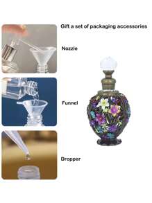 12ml Contenitori ricaricabili retrò con motivi floreali cavi, bottiglia decorativa portatile per oli essenziali, dispenser per profumo e oli essenziali da viaggio, must-have per ragazze raffinate (solo bottiglia vuota, senza profumo) + ricarica per oli essenziali