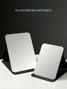 1 pieza Espejo de maquillaje simple para baño y dormitorio, espejo de escritorio portátil para dormitorio universitario, espejo de escritorio de oficina, espejo de mano para cosméticos, espejo de mesa ajustable, espejo de tocador para dormitorio de estudiante, decoración del hogar, accesorios de baño, organizador de maquillaje de verano (Los arañazos en la parte posterior de la lente son causados por la fricción durante el transporte y no afectan el uso normal)