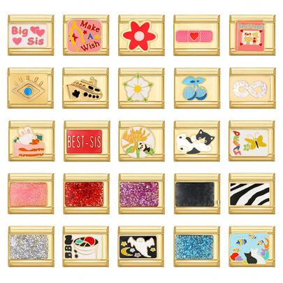 1pc DIY Modular Beaded Bracelet With Flower, Heart, Eye Elements, Suitable As Party Gift For Friends/Couples, Suitable For Christmas, New Year, Halloween, Valentine's Day, Charming Design, Stainless Steel Jewelry, Local , Practical & Fashionable, Christmas & Halloween Essential, Autumn Tone, Christmas Style