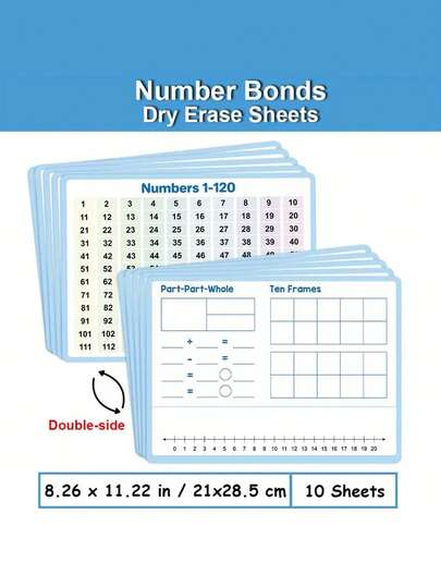 10 قطع ورق ممارسة الكتابة بالكسور إعادة الاستخدام A4