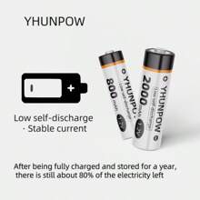 YHUNPOW AA2000mAh、AAA800mAh、1.2V 镍氢充电电池，兼容各种设备 - 5號電池 - 查看 4