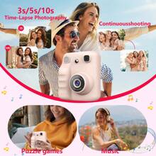 Portable Multifunctional Photo Printer Camera - Men And Women Digital Camera With Printing Function, Rechargeable Lithium Battery - Creative Painting And Photography Gift,1200 MAh Rechargeable Lithium-Ion Battery For Holidays, Christmas, Halloween, Birthday Parties & Special Occasions