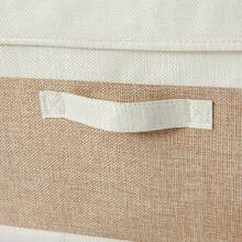 1pc Foldable Linen CD Storage Box, Collapsible Storage Bin With Lid, Toy Organizer Basket, Laundry Hamper - Khaki - View 7