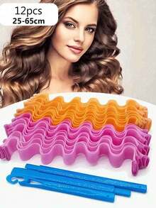 No-Heat Curling Iron Set, Magic Spiral Curler, Long Hair No-Heat Spiral Curler, Water Wave Curling Set, Braiding Curl Wand, Wave Curler, Gift Tool, Long Hair No-Heat Spiral Curler, Heatless Magic Curler With Styling Hook, For Women, Back To School, Travel & Holiday Essential, Curling Iron - Multicolor - View 1