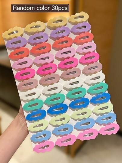 30 件/套随机颜色甜美可爱女士发夹，夏季假日配饰，发夹，适合日常休闲穿着和外出，夏季配饰套装，发饰，女士配饰，返校头饰，爪夹，发夹，发夹，学校用品