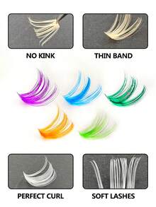 Asiteo 140 件 60D 彩色簇状睫毛，7 色混合 D 卷曲睫毛簇 DIY 睫毛延长彩色睫毛适用于万圣节派对舞台化妆音乐节睫毛簇、睫毛簇、单根睫毛、睫毛、假睫毛 - D - 查看 5