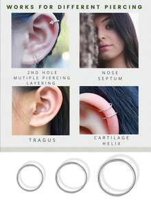 8/6/4/3 件 18K 镀金小环耳环套装，适合女性软骨鼻中隔耳洞珠宝，防过敏细金环 6 毫米 8 毫米 10 毫米，灵活穿孔环 18K 镀金防过敏不锈钢 - 20G 迷你圈耳環 - 查看 6