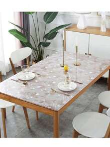 1pc Soft Glass PVC Transparent Chrysanthemum Pattern Tablecloth, Waterproof, Heat-Resistant, Oil-Proof Table Mat, Rectangular Desk Cover For Dining Table, Desk, Office Desk, Easy To Clean, Chrysanthemum Embossed, Non-Deformable, Non-Yellowing, Scratch-Resistant, Customizable, Small Table Mat Suitable For Kitchen, Coffee Side Table, Wooden Office Furniture Glass Plastic Tabletop Protection