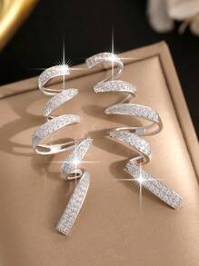 LXOEN 1 Pair Luxury Geometric Water Drop Shiny AAA Cubic Zirconia Dangle Earrings For Women Delicate Long Tassel Bridal Wedding Statement Earring