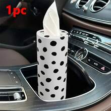 4/2/1件装 时尚黑白车载纸巾盒 可爱波点车载纸巾架 内含3层柔软面巾纸 千鸟格图案纸巾架 圆形设计 适用于汽车杯架、家庭浴室和办公室 旅行纸巾筒 内含40张纸巾 - 彩色 - 查看 11