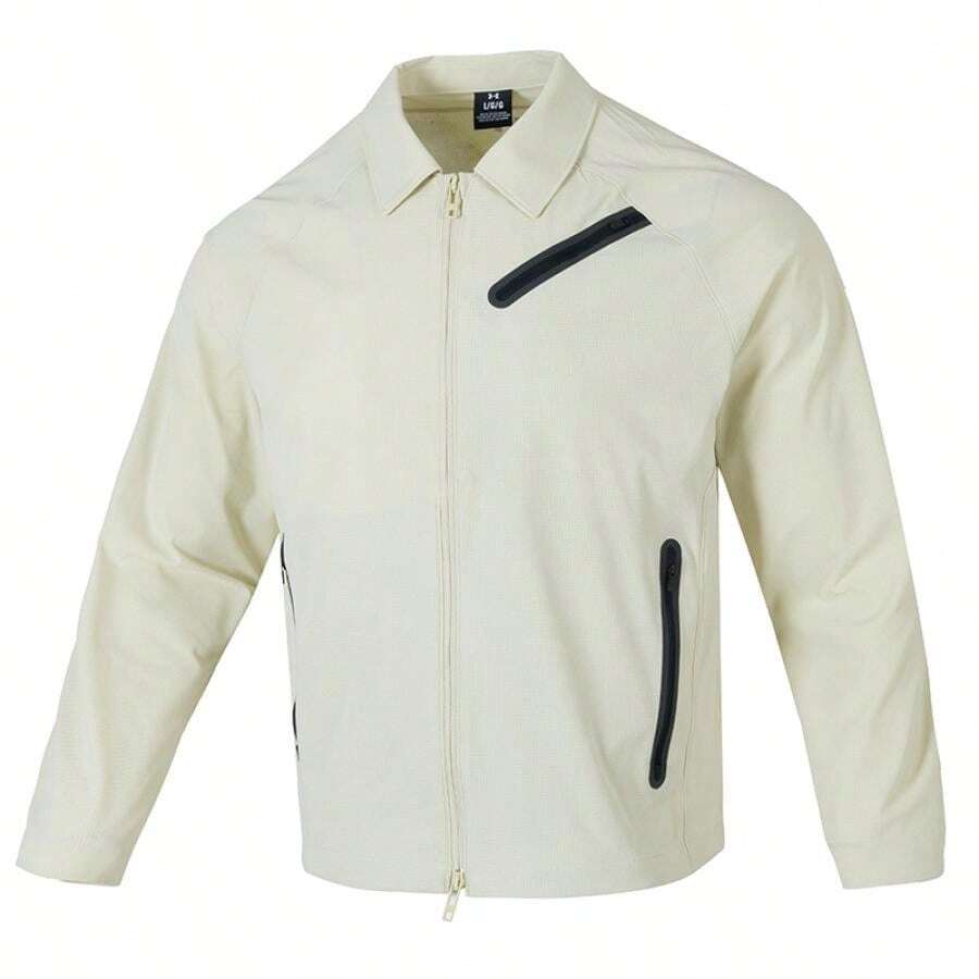 Under Armour Áo khoác Airvent bền bỉ, chất liệu dệt kim, dáng rộng, dành cho nam, thích hợp cho tập luyện thể dục 1383029-273 - Màu be - Xem 1