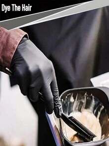 100 只一次性无乳胶丁腈手套（黑色）- 无粉，耐化学腐蚀，4 密耳，适用于沙龙、纹身、美发、环氧树脂工作、家庭和办公室使用耐用家用手套，适用于厨房、浴室、清洁、食品处理、纹身、美容、染发、宠物、沙龙、清洁和家居配件 - 黑色 - 查看 7