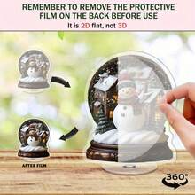 2D Flat, 1pc Rotating Acrylic Snow Globe, Winter Village Scene With Snowman And Cozy Cabin, Desktop Decor, Indoor/Outdoor, Holiday Home Office Living Room Christmas Decoration, Vibrant Color Design Decor, Winter Wonderland Ornament, Christmas Gift, Christmas Decoration, Desktop Decor, Christmas, Halloween Gift