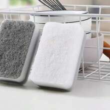 5/10/20pcs Double-Sided Cleaning Sponges, Home Cleaning Pad Set, Dish Washing, Kitchen & Bathroom Cleaning Supplies - Light Grey - View 10