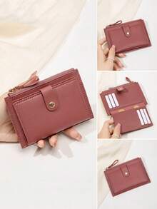FOREVER MIYIN 时尚纯色双折轻便便携式多卡夹，简约拉链零钱包适合白领女性通勤度假，周年纪念/生日/老师/女朋友的理想配饰礼物，赠送休闲卡夹钱包名片夹信用卡夹女士女士钱包迷你钱包钱包钱包卡钱包 - 彩色 - 查看 10