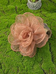 1 件时尚大号欧根纱多层花卉胸针，适合女士日常、派对、婚礼场合、夏季 - 深粉紅色 - 查看 4