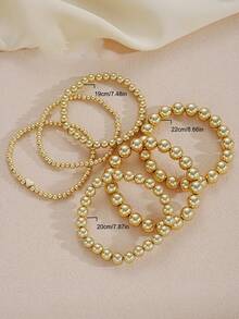 13/6 件波西米亚风格女士 CCB 串珠手链套装，简约星形、心形、圆形串珠设计，轻巧优雅，适合日常生活和派对首饰，是少女首饰的理想礼物 - 金黃色 - 查看 10