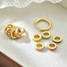 New Chinese Style Enamel Colored Drip Oil Earrings, Retro Dopamine Design Earrings, Suitable For Daily Wear, Women's Jewelry Gifts - 金色 - 查看 6