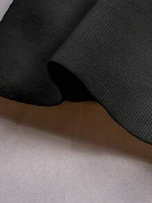 Plus Size Casual V-Neck 2 In 1 Short Sleeve Knit Top - Black - View 5