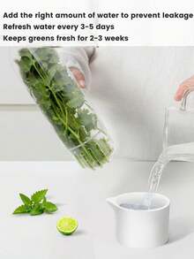 1/2/3pcs Refrigerator Herb Preserver, Refrigerator Herb Storage Container, Cilantro, Mint, Parsley, Asparagus Vegetable Preservation Jar, Keeps Vegetables Fresh For 2-3 Weeks