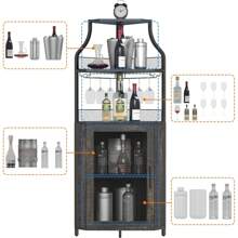 mteryoing Corner Wine Bar Cabinet With Large Storage Space, Detachable Wine Rack, Glass Holder, And Mesh Door - 4-Tier Liquor Cabinet Bar For Dining Room, Living Room, Kitchen