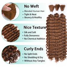 Blended Hair Is Made From Human Hair Mixed With Synthetic Fibers And Protein Filaments ,1/3pcs Blended Human Braiding Hair For Boho Braids Deep Wave Bulk , No Weft Natural Color 90g 20 Inch Curly Hair For Braiding Knotless - S30 - View 4