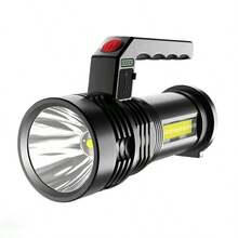 1 件手持式强光手电筒 USB 可充电 LED 手电筒，两种灯光类型，超亮远距离手电筒，4 种模式，大型探照灯，适合钓鱼、徒步旅行和露营 - 彩色 - 查看 8
