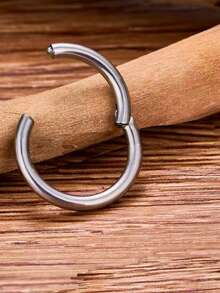 1 pieza Aro de nariz y oreja de segmento alto, aro de septum, aro de septum de 16G 1.2MM grosor, joyería de moda para perforaciones - Plateado - Ver 19