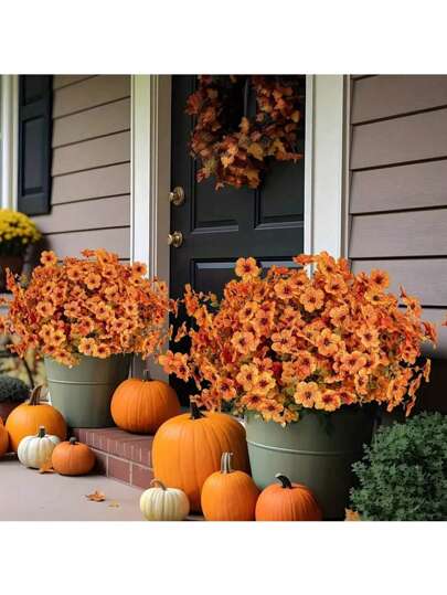 10Pcs 31cm/12.2inch Artificial Plants – UV-Resistant Outdoor Faux Greenery. For Home Decor, Kitchen/Room Decor, And Indoor/Outdoor Hanging Planters As Wall Decor,Garden And Courtyard Decoration, Halloween Decor,Home Decorative Fake Plants,Fall Decor Bedroom,Fall Room Decor,Fall Home Decor,Wedding Items,Autumn Home Decor,Halloween Home Decor,Halloween Decorations.