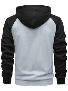 Men's Spring/Autumn Lightweight Raglan Sleeve Color Block Hoodie, Long Sleeve Pocket Casual Sports Outdoor Commute Work Fishing Camping Vacation Sweatshirt, Gift For Boyfriend/Husband, Color Block Hooded Pullover