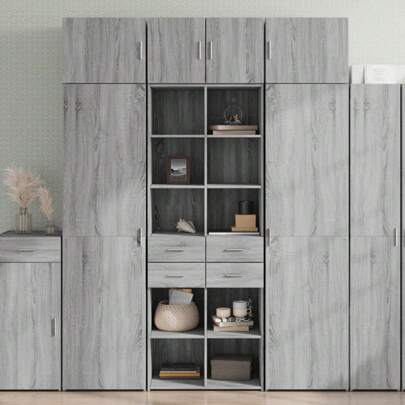Küchenmöbel Sideboard Sonoma Grau 70x42,5x185 cm aus Mehrschichtholz Modernes Sideboard Vielfältige Verwendungsmöglichkeiten, Esszimmer/Küche