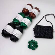 Sợi ruy băng ánh kim 100g/3.53oz dùng để móc và đan, dài 33m/36yds, thích hợp cho chăn, gối và thảm - Màu sắc ánh kim độc đáo, đồ thủ công DIY dệt túi, gối, búp bê, dự án móc - Nhiều màu - Xem 3