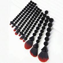 Unique Diamond And Pearl Design Makeup Brush Set, 10pcs Cute And Full Complete Powder, Conaler, Blush, Eye Shadow Cosmetic Brushes Kit(BLACK) - 粉色 - 查看 7