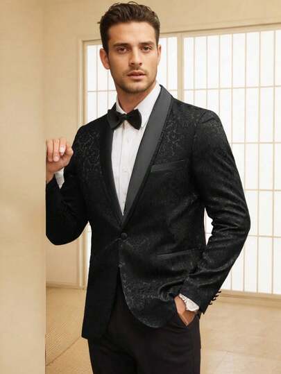 Herren Business Pendler Jacquard Anzug Jacke