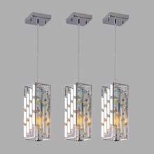 Arlgsite Modern Crystal Pendant Light - 3 Pack, Adjustable Hanging Ceiling Lamp With Crystal Prism Design For Dining Room, Kitchen Island, And Living Room -Chrome Finish - Chrome - Xem 7