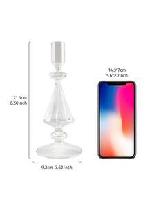 1 szt. Europejski świecznik w stylu pałacowym z diamentowymi paskami, przezroczysty szklany świecznik do dekoracji wnętrz, odpowiedni do domu, hotelu, dekoracji stołu weselnego