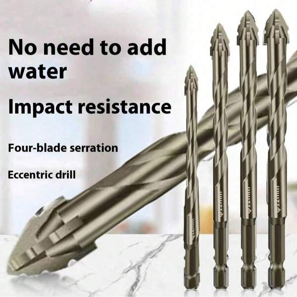 3 pezzi Punte da trapano a denti eccentrici, utensili multifunzione per metallo, acciaio inossidabile, cemento, vetro, piastrelle in ceramica, foratura per Natale