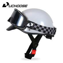 1 件复古夏季半盔，带护目镜，轻便