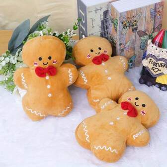 5PCS Soft Gingerbread Plushies Polyester Adorable Deep Brown Gingerbread For Man Plush Toy - Perfect Christmas Decoration & Stocking Stuffer