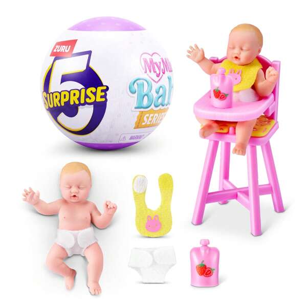 ZURU ZURU 5 Surprise My Mini Baby Series 2, Cápsula de misterio coleccionable, Juguete para niñas, Bebé miniatura realista, Conjunto de juego y accesorios (Cápsula individual)
