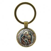 1/2 St. Michael's Defender Zinc Alloy Keychain - Exquisite 2D Combat Design With The Words "Protect Us" Engraved, Men's Durable Car Keychain, Fashionable Religious S For Easter, Father's Day, Birthdays, And Anniversaries, Faith Accessories, Fashionable Pendants, Polished Treatment, Amulets, Spiritual S Car Accessories Cute Goth Y2k Christmas Gift Ideas Bag Charms Car Teacher Friend Sister - Multicolor - View 8